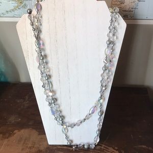Chico’s long crystal pearl double bead necklace